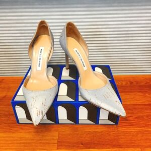 Manolo Blahnik Women's Gray iridescent cork shoes 37